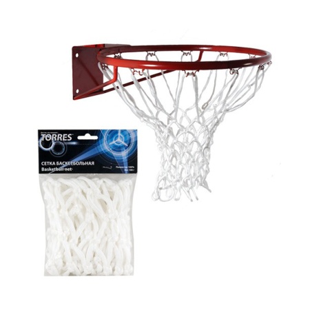 Купить Сетка баскетбольная Torres, нить 6 мм, белая в Копейске 